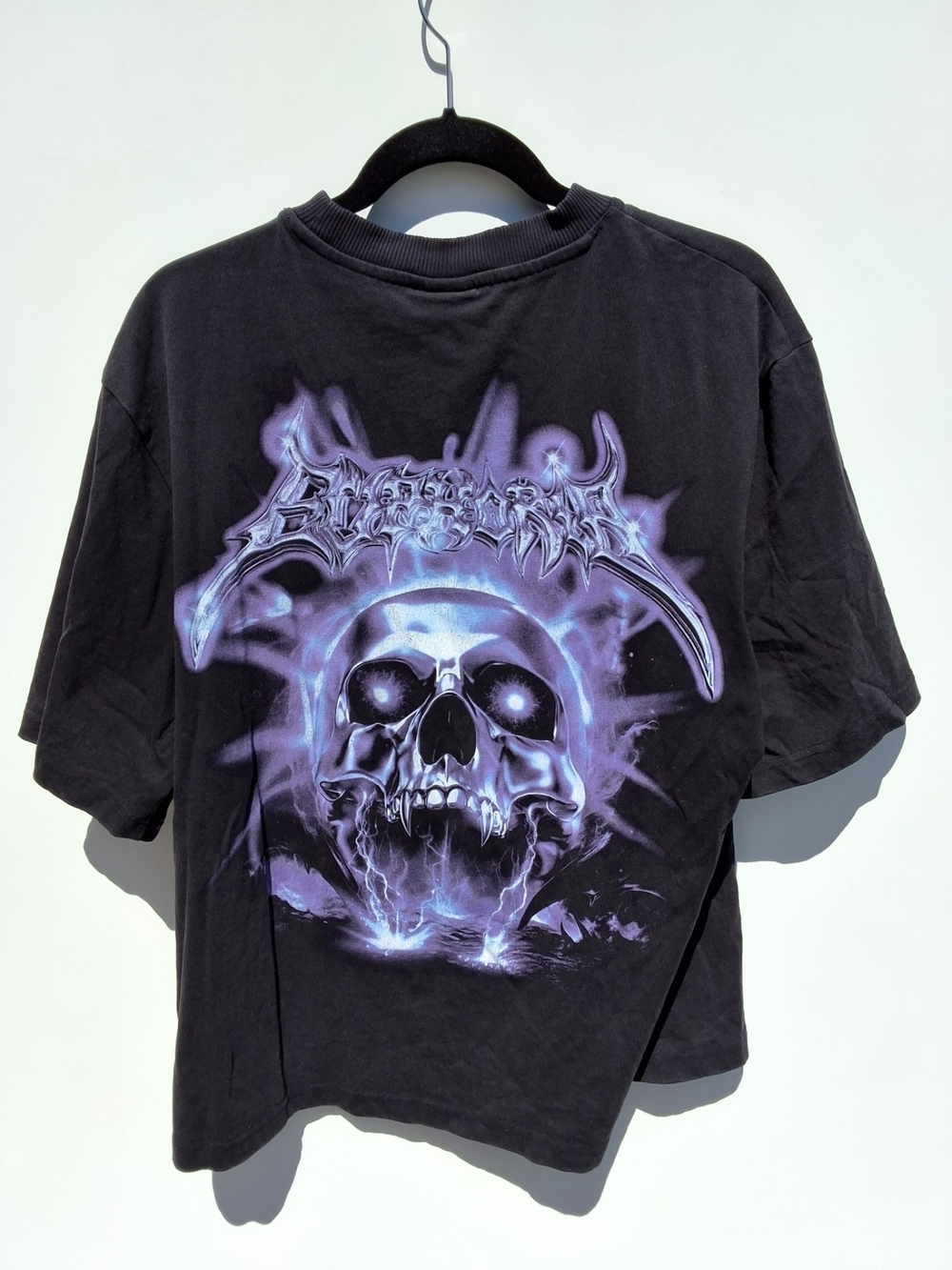 H&M Oversized Fit T-Shirt With Vintage Print - Black/Purple (Size M)
